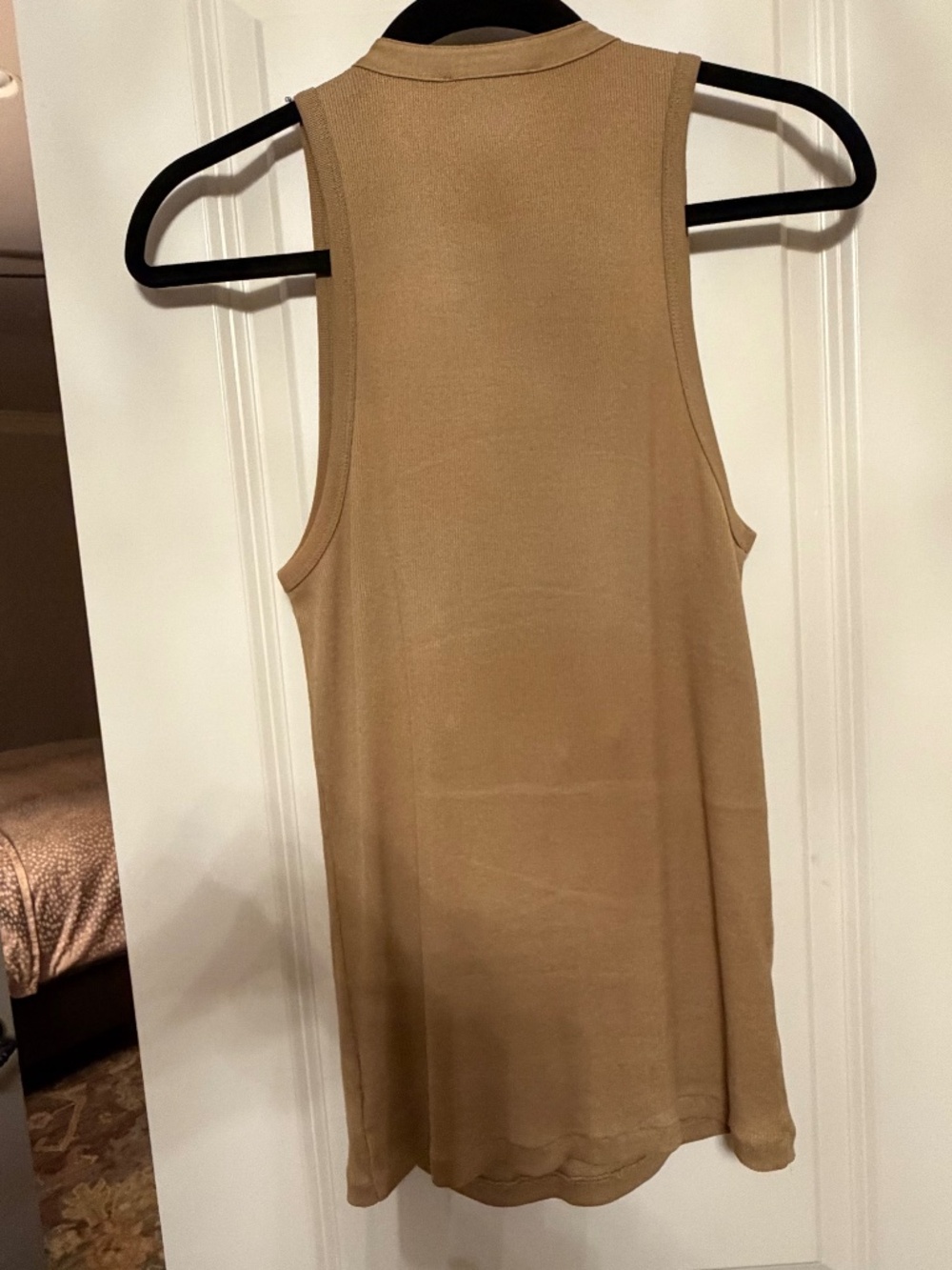 Ralph Lauren Black Label Tan Ruffle Sleeveless Top Size L - Picture 3 of 12